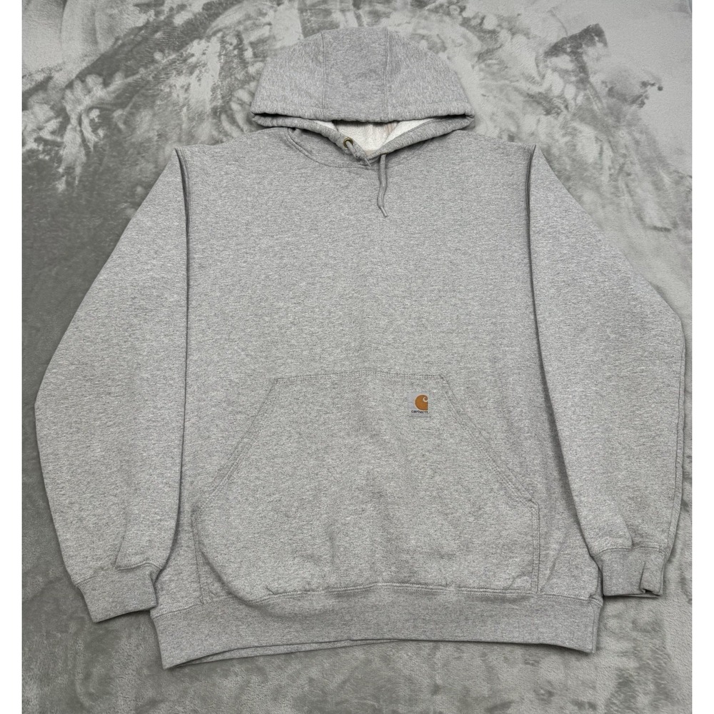 Carhartt Pullover Hoodie Sweatshirt Mens Large L Gray Original Fit Workwear K121